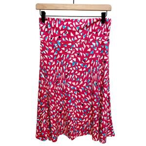 LuLaRoe Azure Red With Multicolor Triangle Design Skirt Medium